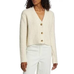ATM Boucle Cropped Cardigan in Chalk L